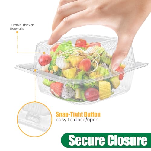 200 Pack Clear Plastic Take out Containers,Disposable Fancy Hinged Top Square Clamshell Food Boxes,Cake Slice Clamshell Container Tray with Clear Lids for Pastry,Salad,Dessert,5.4x4.8x2.8 Inch - color: Clear 200PCS