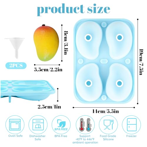 3D Mango Mold for Mousse Cake, Food-Grade Fruit Silicone Molds for Baking Pastry Mousse Cake, 4-Cavity Non-Stick Mango Shape Pudding Mold for DIY Pastry Dessert, Reusable - color: Mango