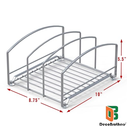 Deco Brothers Cookware Organizer Rack for Kitchen Cabinet, 3 Slot Holder - color: Silver