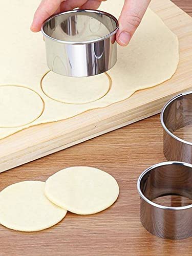 6 Pieces Round Cookie Cutter Set - Stainless Steel Circle Pastry, Biscuit, Dumpling, Cake, Donut Molds Stamps for Cooking and Baking