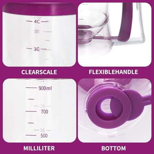 4-Cup Pancake Batter Dispenser with Squeeze Handle & Measuring Marks - color: Black