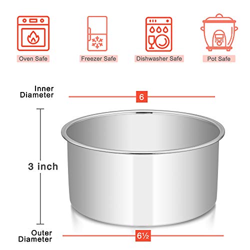 E-far 6 x 3 Inch Cake Pans Set of 3, Stainless Steel Deep Cake Pans - size: 6 x 3 Inch
