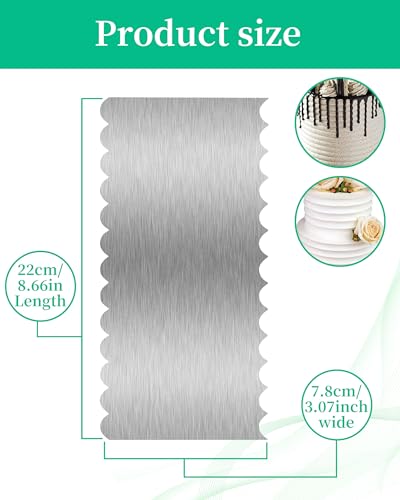 8.6 Inch Metal Cake Scraper Smoother, Jagged Edge Frosting Combs for Cream - size: Cake Comb-2