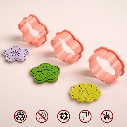 8 Pack Flower Cookie Cutters, 3D Cookie Cutter with Plunger Stamp - color: Flower
