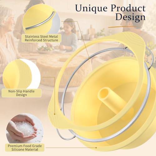 10Inch Silicone Angel Food Cake Pan with Stainless Steel Frame, 18Cups Food-Grade Silicone Angel Cake Pan for Angel Food, Pound Cake Pan, Chiffon Cake Pan - size: 10Inch Angel Food Cake Pan