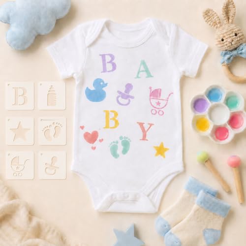 Stencils Set for Baby Shower Blocks,1.5" Small Letter & Icon Stencils - color: 100 Pcs Shower