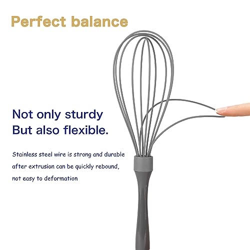 OYV Dishwasher Safe Silicone Whisk, 12-Inch, Grey - color: Gray