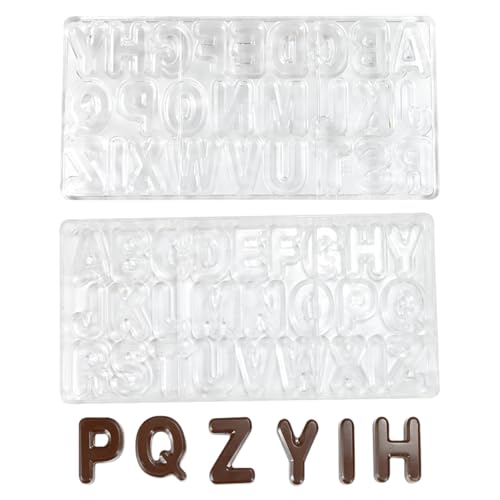 TUKE Polycarbonate Chocolate Mould 26 English Letters Candy Making Mold, Professional Grade PC Plastic for Baking, Dessert, Ice Cube, Soap - BPA-Free, Reusable & Dishwasher Safe (B_ English Letters) - size: B_ English Letters