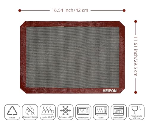 Perforated Silicone Baking Mat,16.54"Lx11.61"W (Red&Black,2pcs) - size: 16.54"Lx11.61"W 2PCS