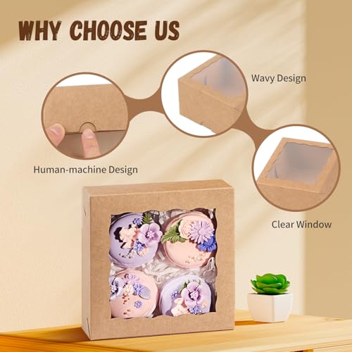 50 Pcs 5x5x2 Inch Cookies Boxes with Window Pastry Bakery Boxes - size: 5"X5X2"