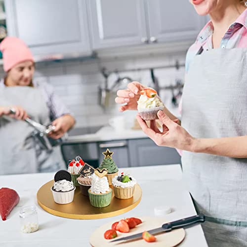 8-Pack Cake Board Drum 12 Inch, 1/2" Thick Gold Foil Round Cake Circles, Sturdy Greaseproof Corrugated Cardboard Base for Heavy or Multi-Layer Cakes, Pastry, Display, Smooth Fully Wrapped Edges