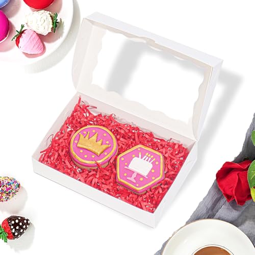 20pcs 7x4.33x1.5 Inch White Cookies Boxes with Window Bakery Boxes - color: White