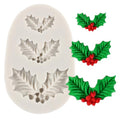 Christmas Holly Leaves Silicone Mold Leaf Fondant Mold - color: Style C