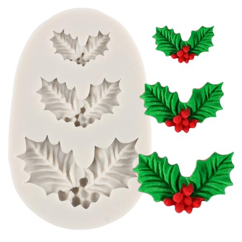 Christmas Holly Leaves Silicone Mold Leaf Fondant Mold - color: Style C