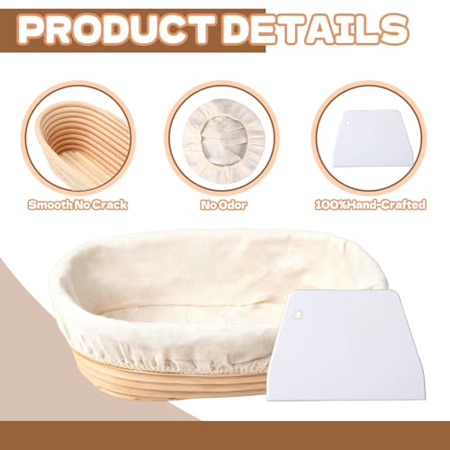 8 Sets Bread Proofing Baskets Bulk with Cloth Liners and Scrapers