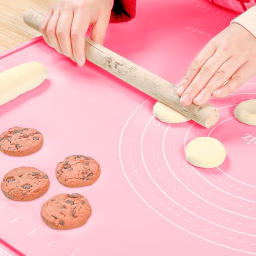 Silicone Pastry Non Stick Baking Mat 24"*16" Dough Rolling Edge Heightening - color: Pink, size: 24"L x 16"W