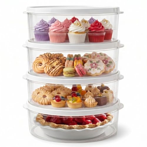 Evelots Pie Container with Lid, 4-Pack, 11-Inch, Clear BPA-Free Carriers - size: 4-Pack, style: Pie Container