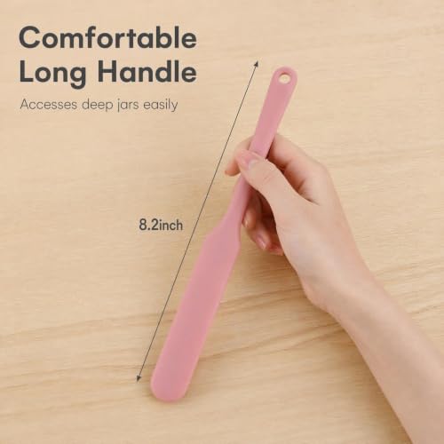 4Pcs Silicone Jar Spatula Set Long Handle Heat Resistant Kitchen Spatulas - color: 4 Color - Black Pink Yellow Green