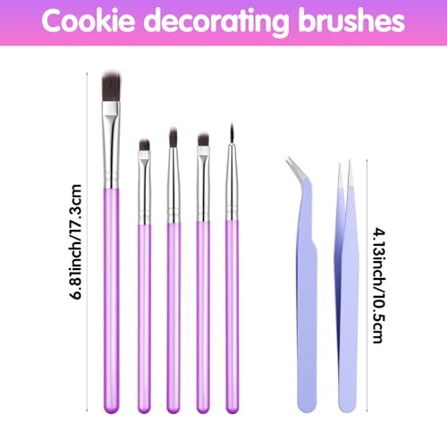 Sibba 7 PCS Food Paint Brushes with Elbow & Straight Tip Tweezer Set