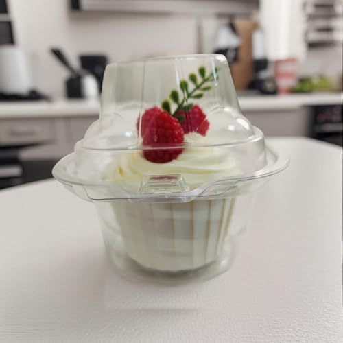 100 Pack Single Cupcake Container,Plastic Cake Cartons With Hinges - size: 100 Pack Cupcake Container