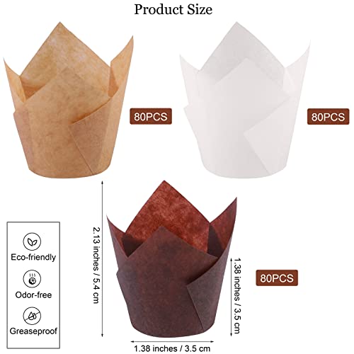 Aodaer 240 Pcs Mini Cupcake Liners Muffin Liners Baking Cups - color: Brown,Natural,White