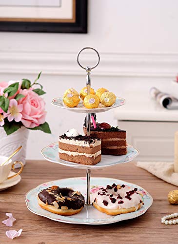 Jusalpha Light Blue 3-tier Ceramic Cake Stand- Cupcake Stand