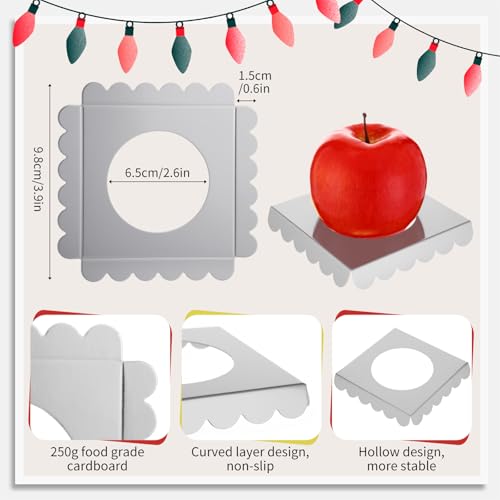 Weysat 100 Pcs Candy Apple Boxes, Silver Base Clear PET with Hole Top - color: Silver