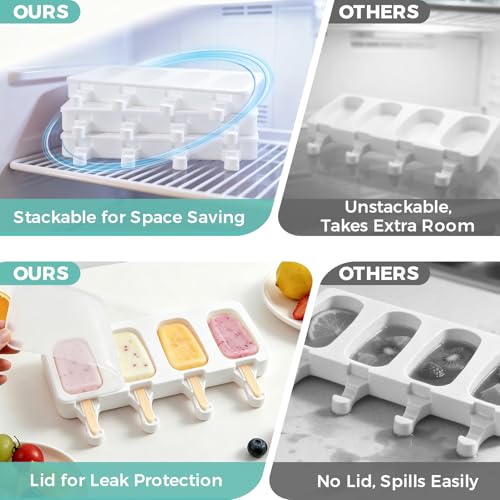 3 Pack Cake Pop Mold with Lids, Small Popsicles Molds, White - color: White, size: Small