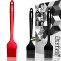 Anaeat High Heat Resistant Silicone Basting Pastry Brush Set of 3- Hygienic One-Pieces Design Spread Oil Butter for BBQ Grill Barbecue Baking Kitchen Cooking - BPA Free & Dishwasher Safe (10"+8.2") - color: 3 Pcs (10" Red + 8.2" Black)