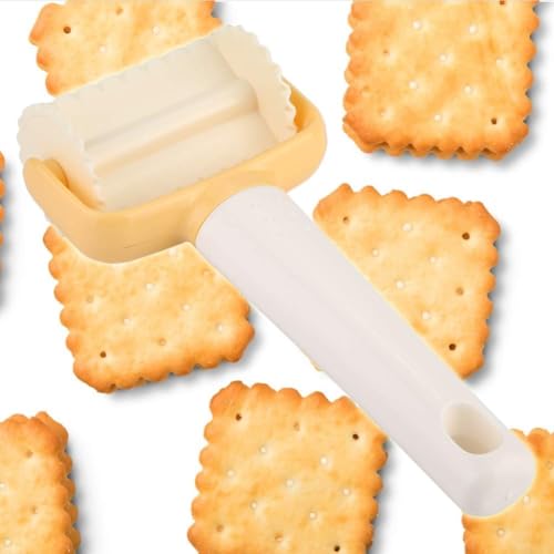 Rolling Biscuit Cutters, Rolling Cookie Cutters Dough Cookie Roller Cutter Biscuit Rolling Crimped Cutter Baking Tool Pastry Maker Rolling Square Cutter Biscuit Ravioli Cutter (3 Piece Set) - size: 3 Piece Set
