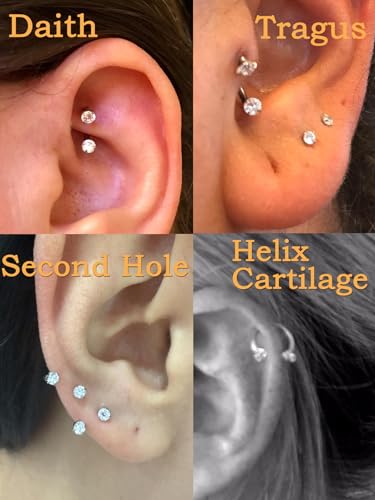 20g 16g 18g Piercing Taper Internal Threaded Piercing Taper Insertion Threader Tool Threadless Jewelry Changing Tool Horseshoe Nose Ring Labret Earring Studs Applicator Piercing Ball Grabber - color: D1 - Horseshoe ear nose ring + tool -silver