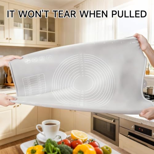 LCOCWMYS Silicone Pastry Mat, 27" x 20" Dough Rolling Mat with Raised Lip - size: 27"L x 20"W