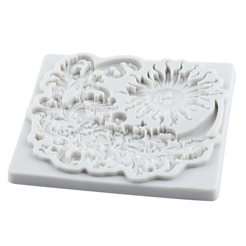 Sun Face Silicone Mold Baroque Curlicues Scroll Lace Fondant Mold - color: Style H