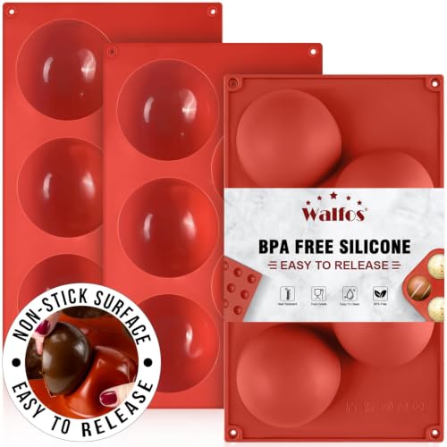 Extra Large 5-Cavity Semi Sphere Silicone Mold, 3 Packs Half Sphere Silicone Baking Molds for Making Chocolate, Cake, Jelly, Dome Mousse - color: Brick Bed, size: 3pcs X Large Semi Sphere Mold - 5-Cavity