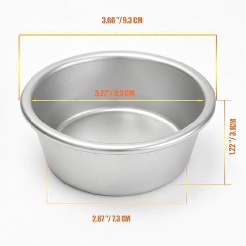 3 Inch Round Egg Tart Mold, Aluminum Small Tartlet Tin Cake Pan - size: 3.66" x2.87" x1.22" Aluminum