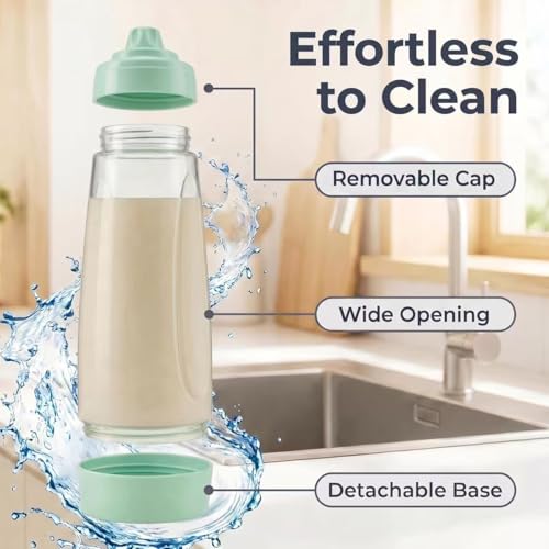 2PCS Pancake Batter Dispenser & Mixer Bottles, 1000ml Leak-Proof Silicone Squeeze Bottle, BPA Free & Dishwasher Safe for Pancakes, Waffles, Muffins, Crepes & Cupcakes (green) - color: green