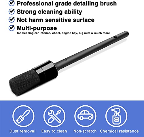 HMPLL 10pcs Detailing Brush Set, Multi-Purpose Car Detailing Brushes - color: black-10pcs