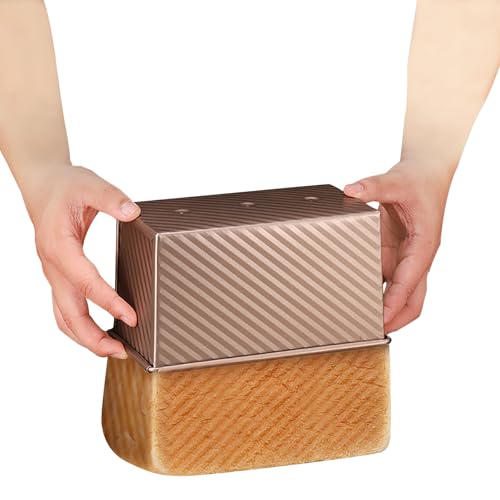 Small Pullman Loaf Pan with Lid, 0.5 lb Dough Capacity, Mini Bakeware Carbon Steel Toast Mold for Baking Bread - size: 0.5 LB,1 PCS