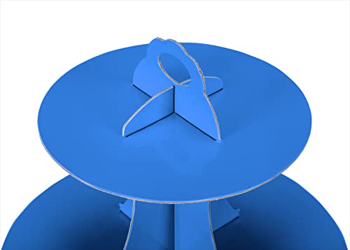 YLDW Cupcake Stand, 3-Tier Cupcake Stand Display, Cardboard Cup Cake Tower Stand, Disposable Dessert Stand for Birthday Tea Party Baby Shower Treat Decorations, Blue - color: Blue