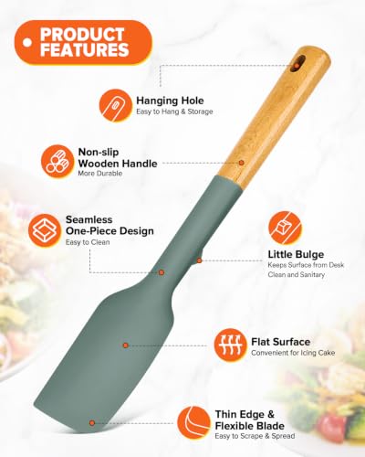 Badiano Silicone Heavy-Duty Spatula, Rubber Scraper for Nonstick Cookwares - color: Forest Green