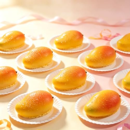 3D Mango Mold for Mousse Cake, Food-Grade Fruit Silicone Molds for Baking Pastry Mousse Cake, 4-Cavity Non-Stick Mango Shape Pudding Mold for DIY Pastry Dessert, Reusable - color: Mango