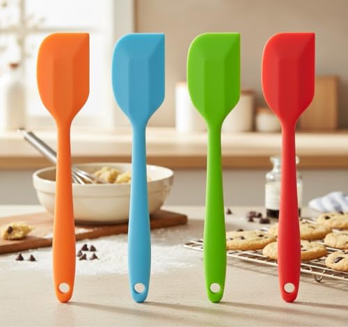 Silicone Spatula 4-piece Set, Heat-Resistant Spatulas, Non-stick Rubber Spatulas Non-Stick Flexible Scrapers Baking Mixing Tool (Small) - size: Small