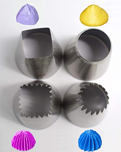 Eclair Piping Tips Set, 4 Extra Large Pastry Tips for Cakes & Churros - color: E