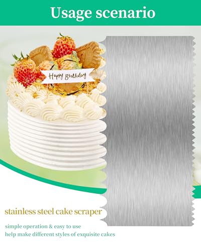 3 Pcs Metal Cake Scraper Smoother, Bench Scraper for Cream, 8.6 Inch - size: Cake Comb-4