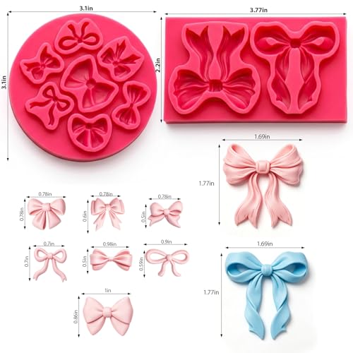 Bow Chocolate Silicone Molds, 9 Cavities Bowknot Coquette Fondant Mold - style: Bow-9 Cavities