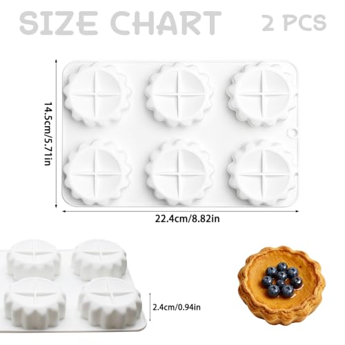 2PCS Egg Tart Silicone Mold, 6-Cavity Egg Tart Shaped Mousse Mold, White - color: White-XY054