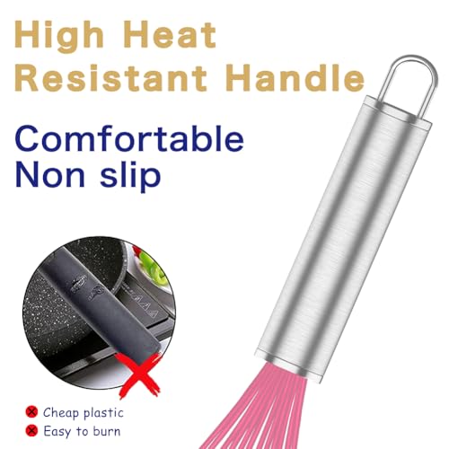 OYV Pink Silicone Whisk Set of 3, 8/10/12 Inch, Non-Scratch - color: Premium(Pink Pack)