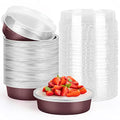 Beasea Disposable Mini Pie Tins With Lids, 4 Inch 50 Pack Disposable Mini Pie Pans, 8 Oz Aluminum Foil Coffee Brown Tart Pans Round Oven Baking Small Cake Tin for Cheesecake Fruit Tart Quiche - color: Brown