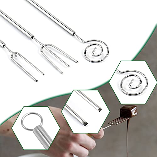 4 Pcs Candy Dipping Tools Kit, Chocolate Dipping Kit for Handmade Chocolates Handmade tools for Dessert (3-head Fork, 2-head Fork, Circle Fork, Skimmer) - size: 4 PCS Dipping Chocolate Tools