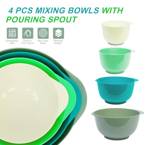 BoxedHome Classic Mixing Bowl Set, Microwave Safe, 3.5 quarts (Army Green) - color: Mixed White